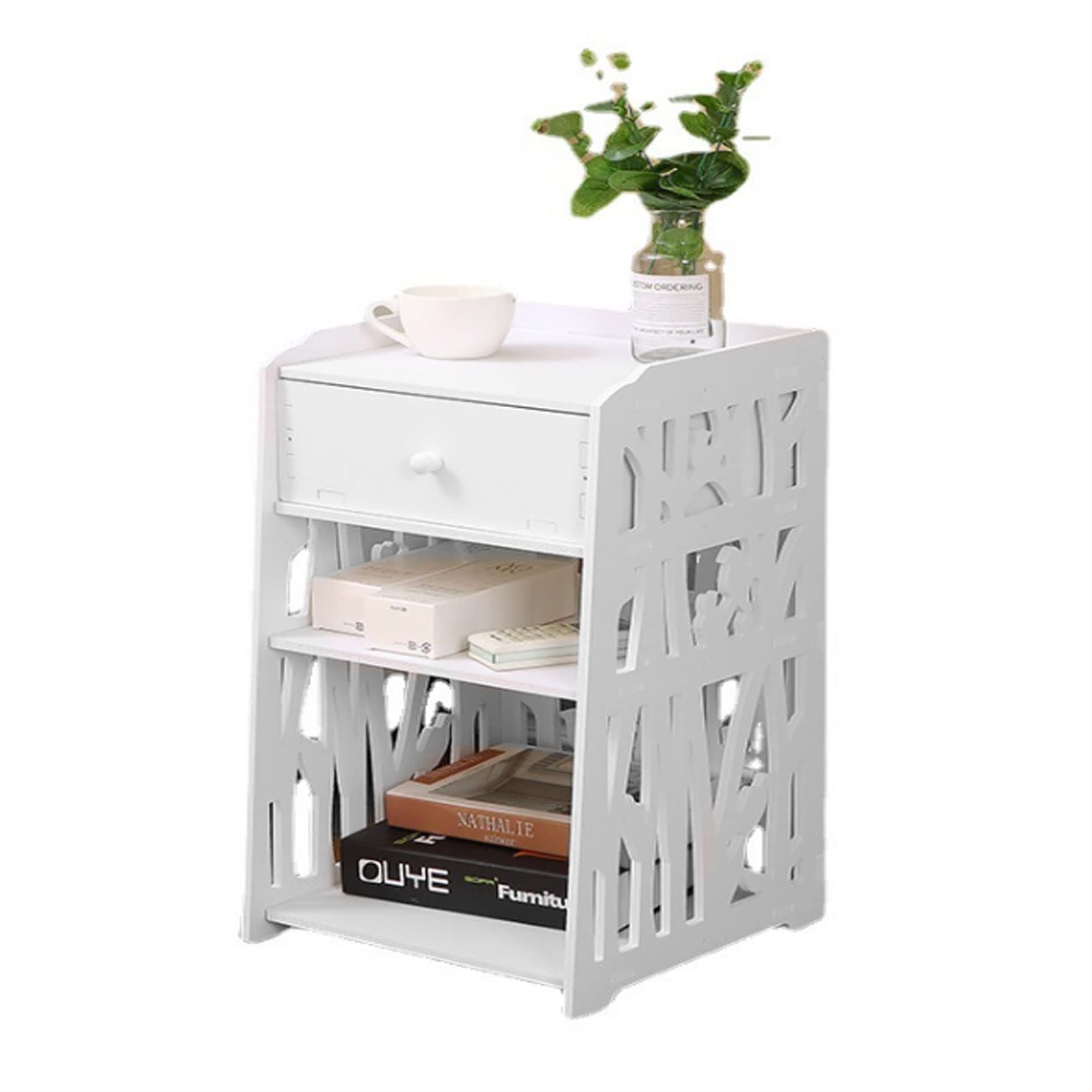 Holdfiturn Bedside Table 30 * 30 * 50cm Bedside Table Storage Cabinet with Drawer Hollow Out Storage Drawer Cabinet(Little Bird)