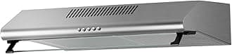 electriQ 60cm Stainless Steel Visor Hood with Glass Front - Top & Rear Venting - 5 Year Warranty