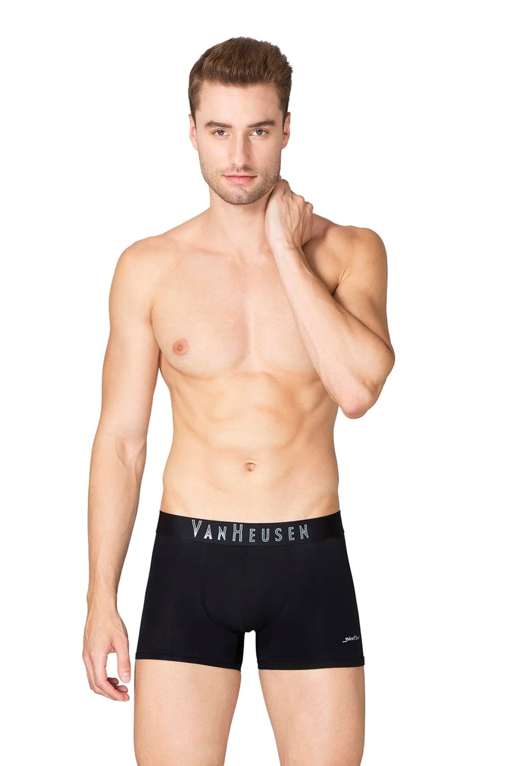 Van Heusen Men Breathable AIR Series Active Trunks - Polyamide Elastane - Swift Dry, High Stretch Mesh_40047_Pure Black01_XL Pure Black