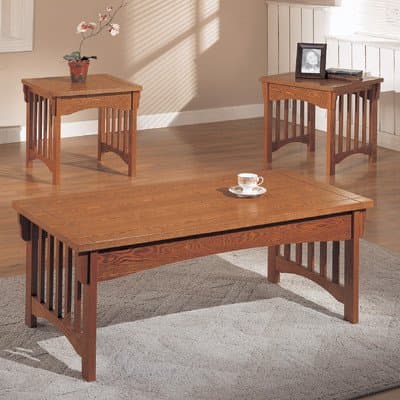 Mission Style 3 Piece Coffee Table Set
