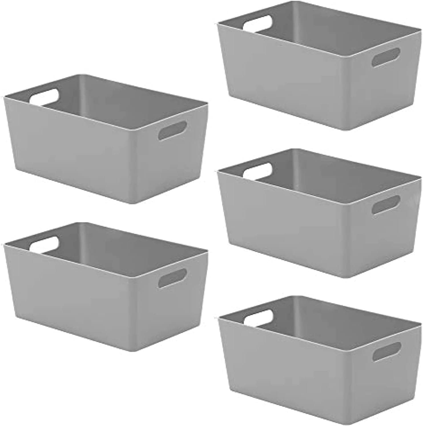 5-Pack Plastic Storage Baskets with Sturdy Handles, Lightweight & Durable Design, Ideal for Kitchen, Bathroom, and Cleaning Organisation, 3.9L Capacity, 17 x 25 x 11cm