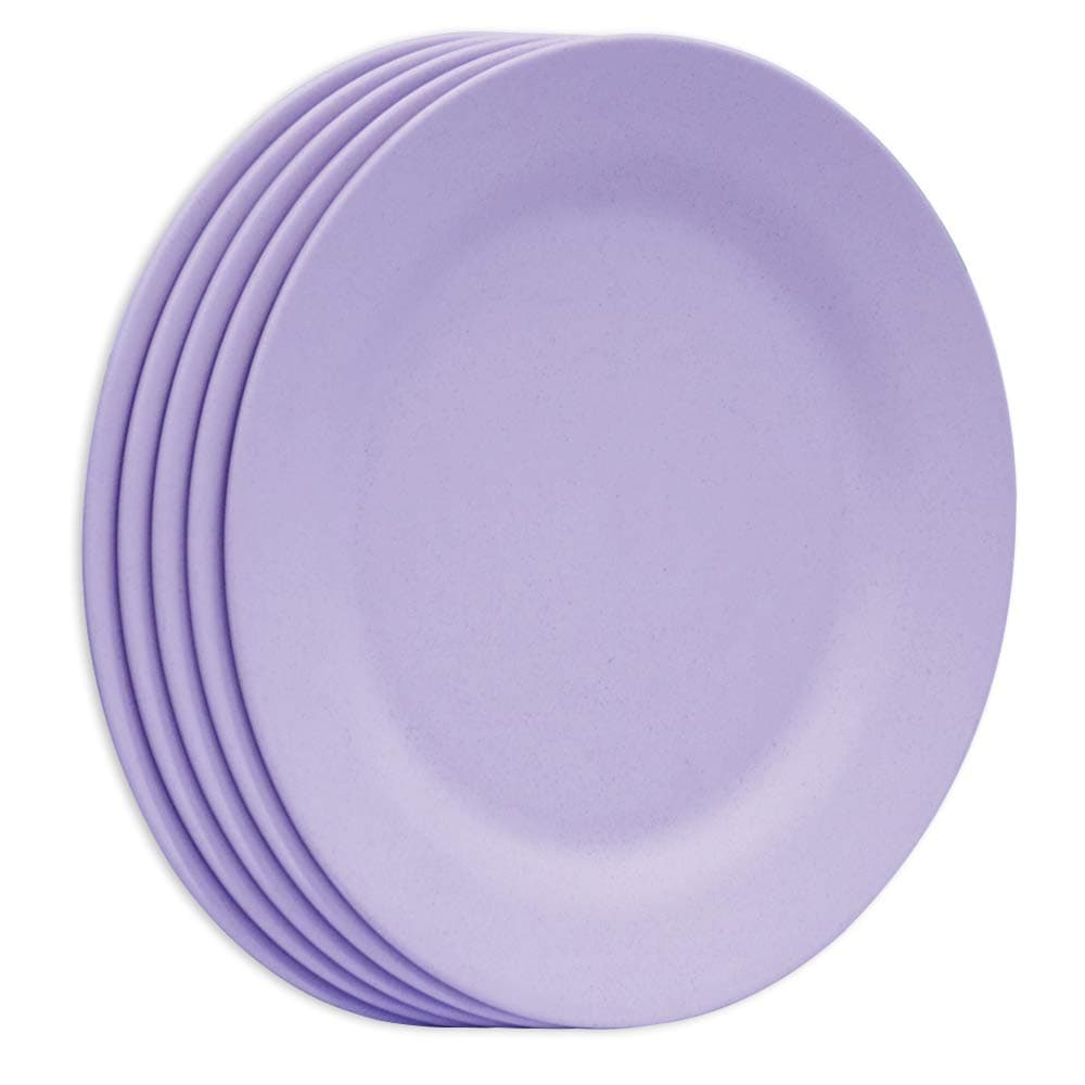 11 Inch Dinner Plate Set, Extra Large Pasta Plates, Unbreakable Dishes, Lightweight Wheat Straw Salad Dinnerware, Reusable Fiber Dessert Tableware (Purple)