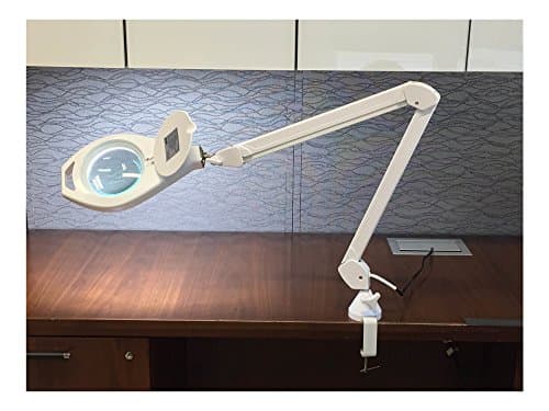 Ultra-Efficient 60 SMD LED Spring-Arm Magnifier Lamp with Desk Mount Clamp
