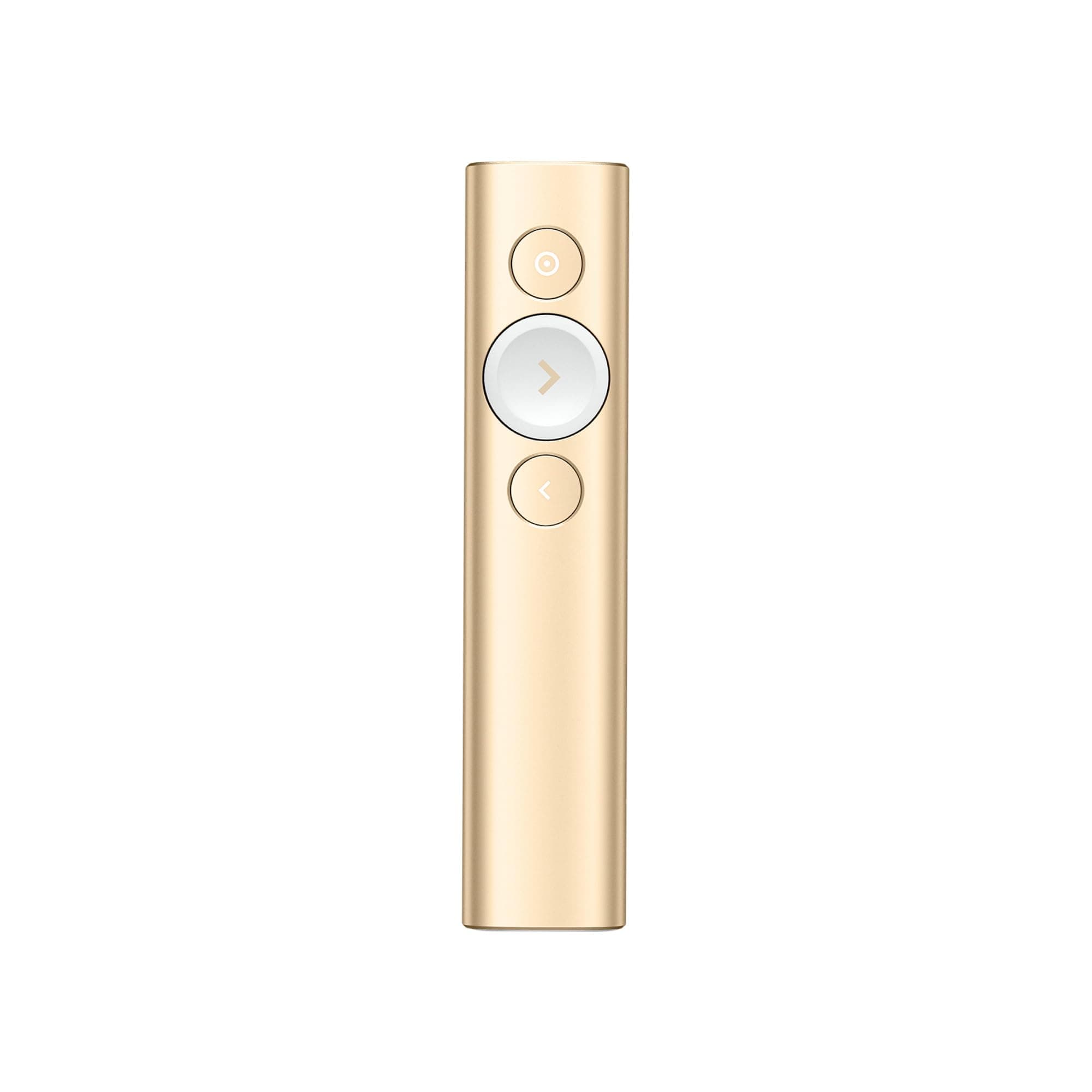 Logitech Spotlight Wireless Presentation Remote, 2.4 GHz and Bluetooth, USB-Receiver, Digital Laser Pointer, 30-Meter Operating Range, Dual Connectivity, Timer, PC/Mac/Android/iOS - Gold/White