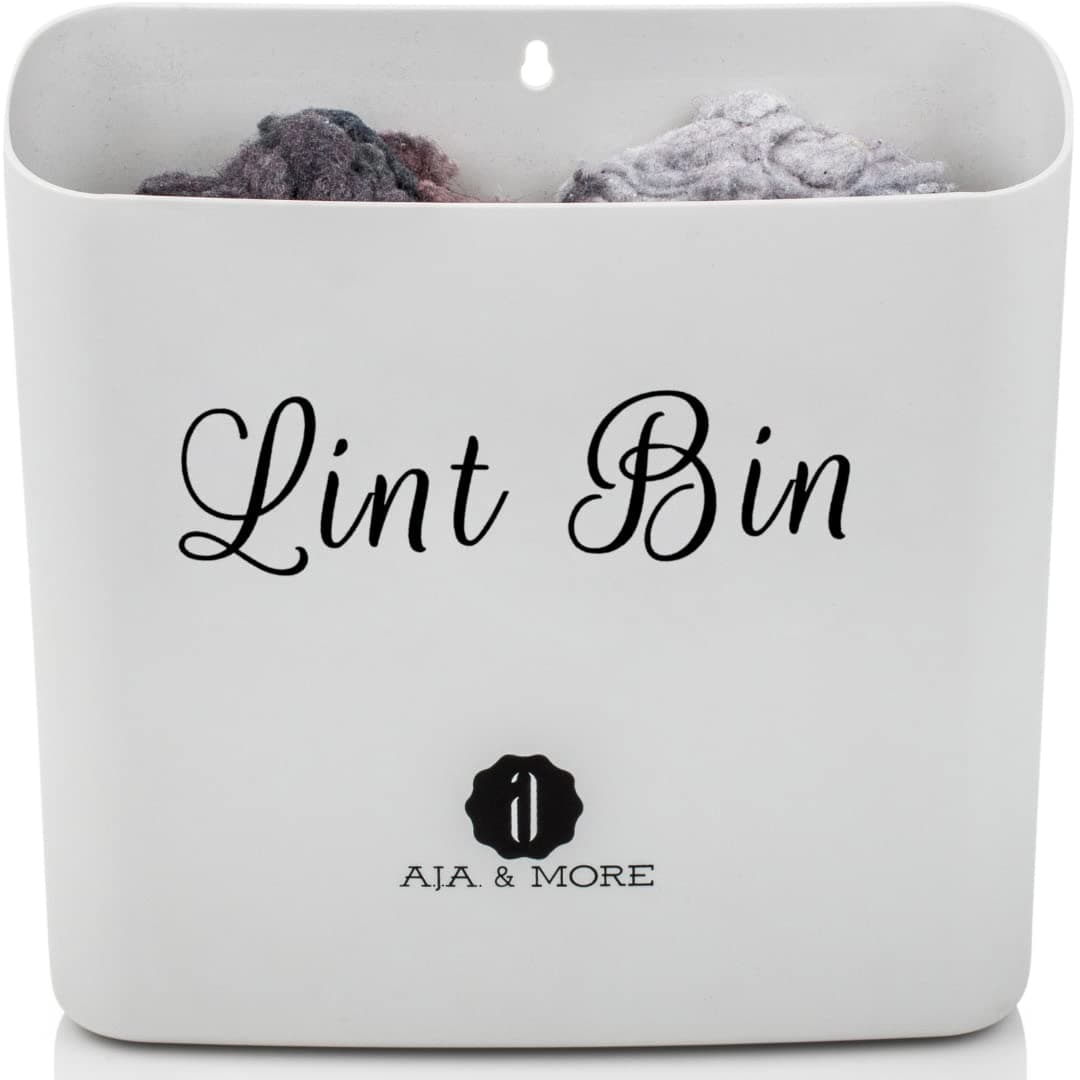 A.J.A. & MORE Lint Bin for Laundry Room Organization | Garbage Can with Magnetic Strip | Wall Mounted Bathroom Trash Can | Hang this Wastebasket on Wall, on Washer/Dryer or Laundry Room Door (Grey)