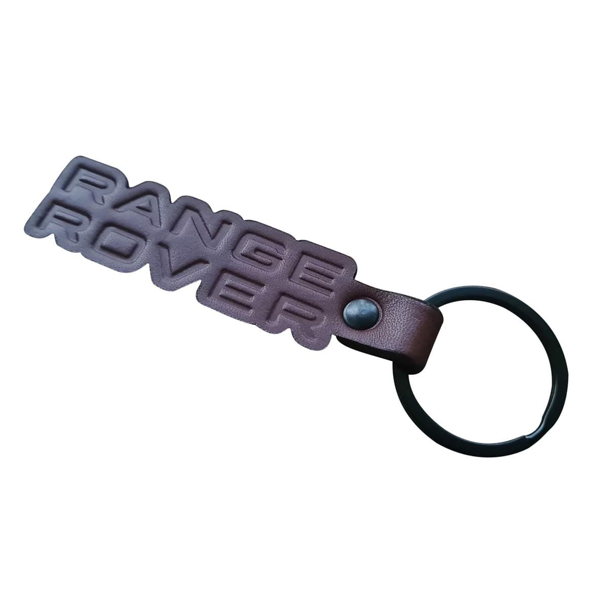 Handmade Embossed Brown Leather Keychain Keyring for Range Rover (Die Cut)