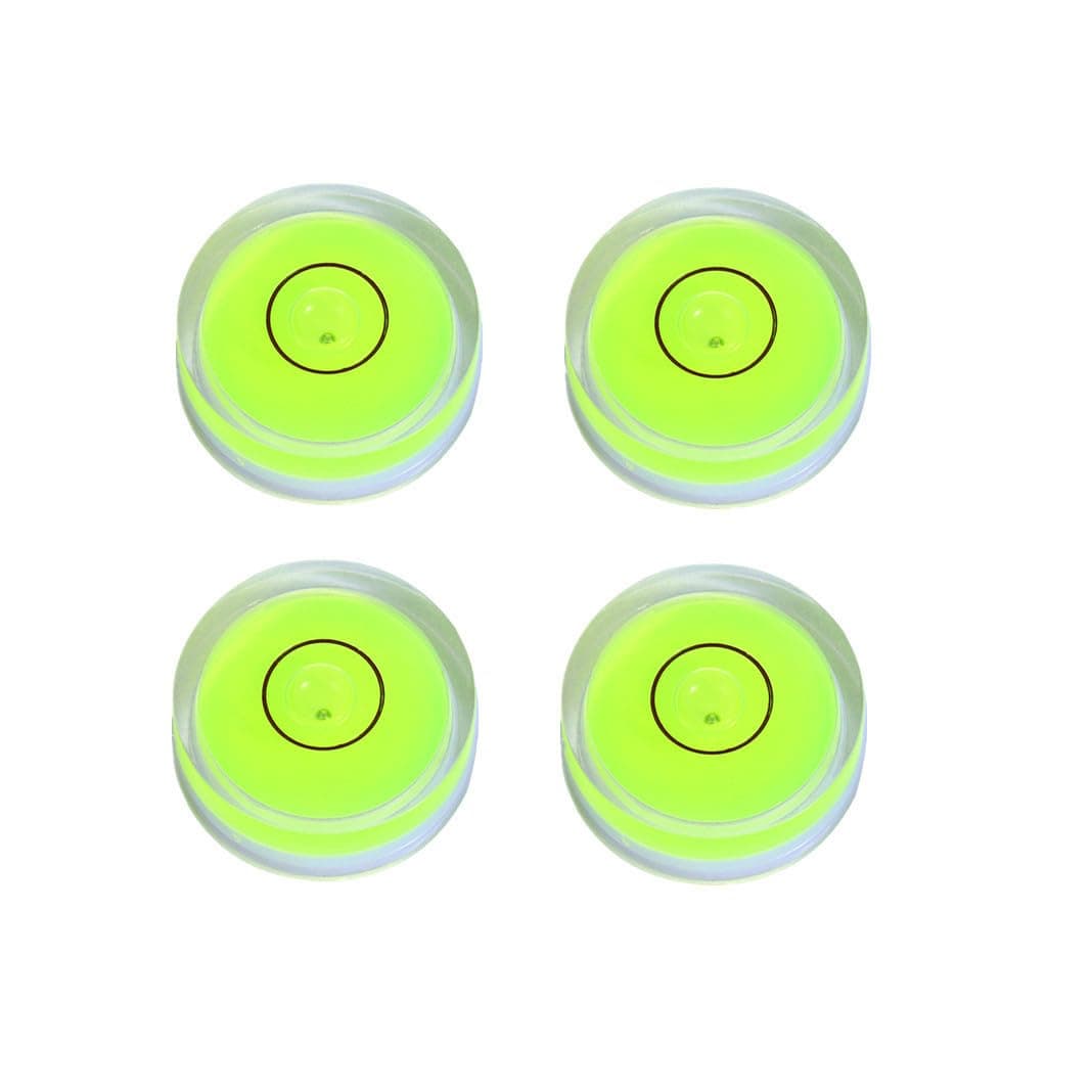 4Pcs Small Circular Bubble Levels with Double Sided Adhesive Bottom Mini Little Stick-on Bubble Spirit Level Measuring Layout Tools Levels (25x10mm)