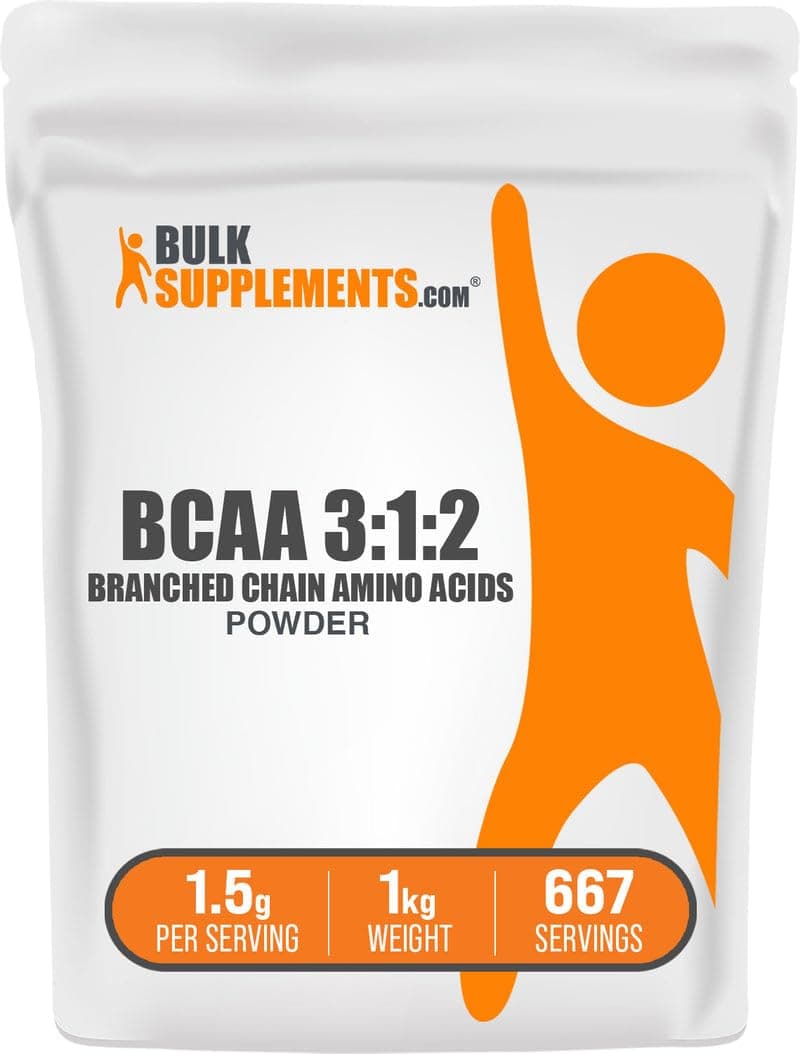 BulkSupplements.com BCAA 3:1:2 Powder - BCAA Supplements, Branched Chain Amino Acids Powder - Unflavored & Gluten Free, 1.5g per Serving, 1kg (2.2 lbs) (Pack of 1)