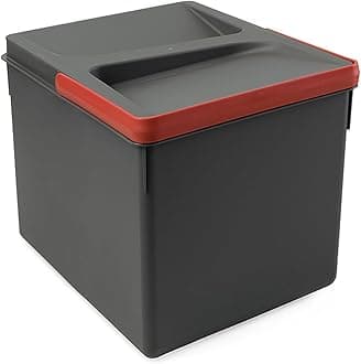 Emuca 8937023, Waste Sorting Cut-Out Base, bin Height 216mm with 12 litres Capacity, Grey, H 216 mm (1x12L)
