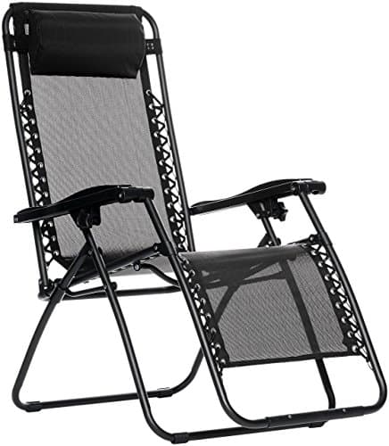 AmazonBasics Steel Zero Gravity Reclining Lounge Portable Chair, Black