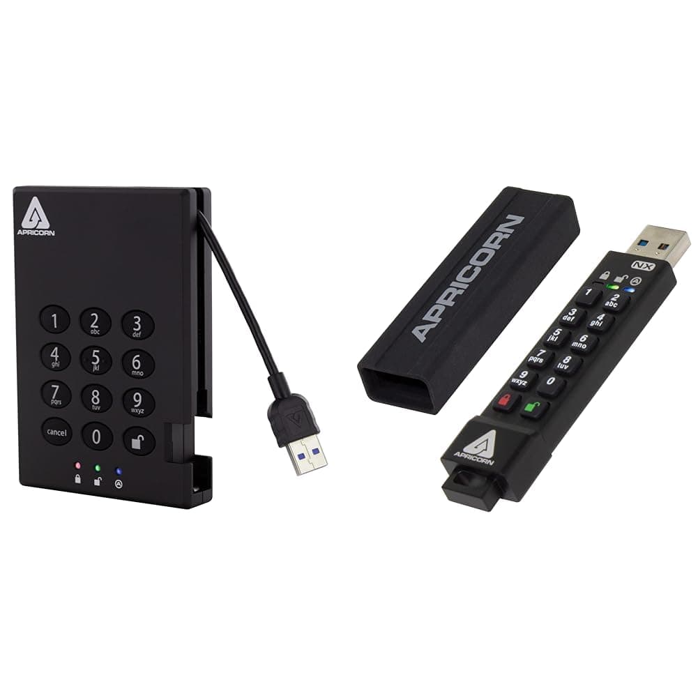 2TB Aegis Padlock USB 3.0 256-Bit AES XTS Hardware Encrypted & Aegis Secure Key 3 NX 64GB 256-bit Encrypted FIPS 140-2 Level 3 Validated Secure USB 3.0 Flash Drive, ASK3-NX-64GB, Black