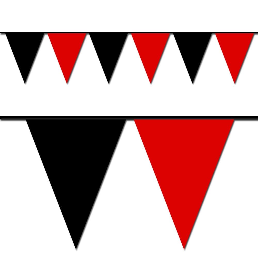 Black and Red Triangle Pennant Flag 100 Ft.