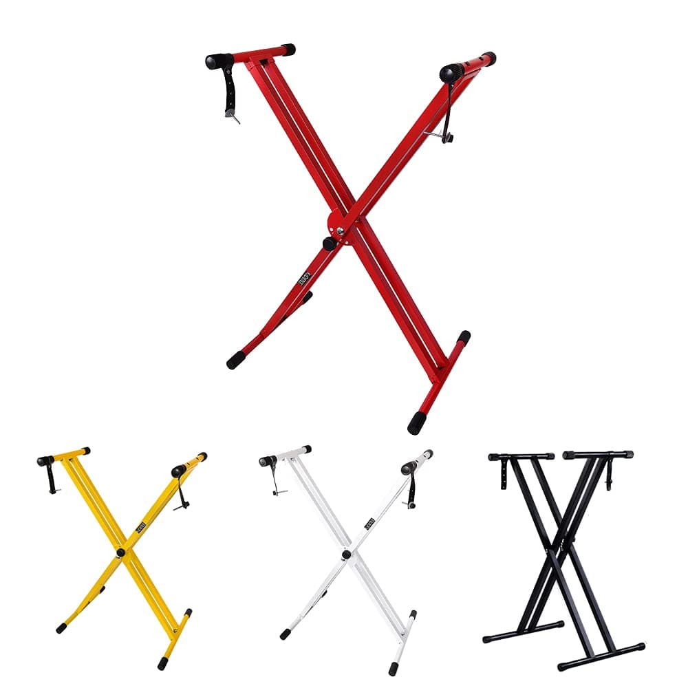 Kadence Heavy-Duty, Double-X, Adjustable Piano Keyboard Stand with Locking Straps (Red)