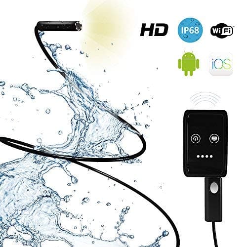 Inspection Camera Waterproof - With Light and Extension Cable - Best Endoscope for Wall, Dental and More - Works Best with iPhone App - Android - Smartphone Pipe Snake Inspection Camera