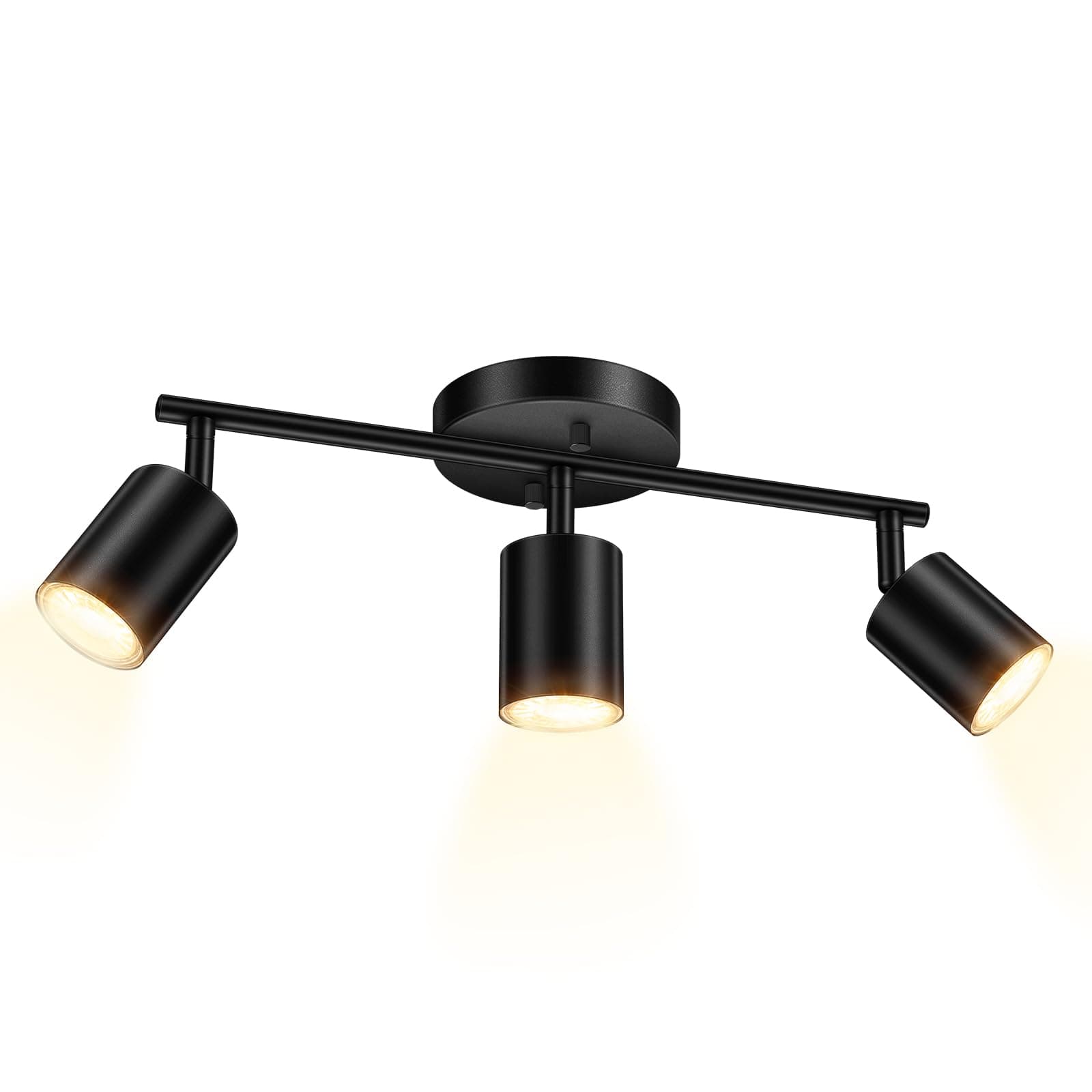 BoostArea - 3 Track Light LED Lighting Kit, 3 Way Black Light, Flexible Swivel Light Head for Kitchen, Living Room, Bedroom, GU10 Bulb Not Included