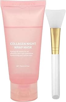 2024 Collagen Overnight Wrapping Peel Off Facial Mask with Jelly Brush, Elasticity & Hydration, Natural Ingredients for Firmer Skin, Reduces Sagging & Dullness, Korean Skin Care（75ml, 2.54 fl.oz)