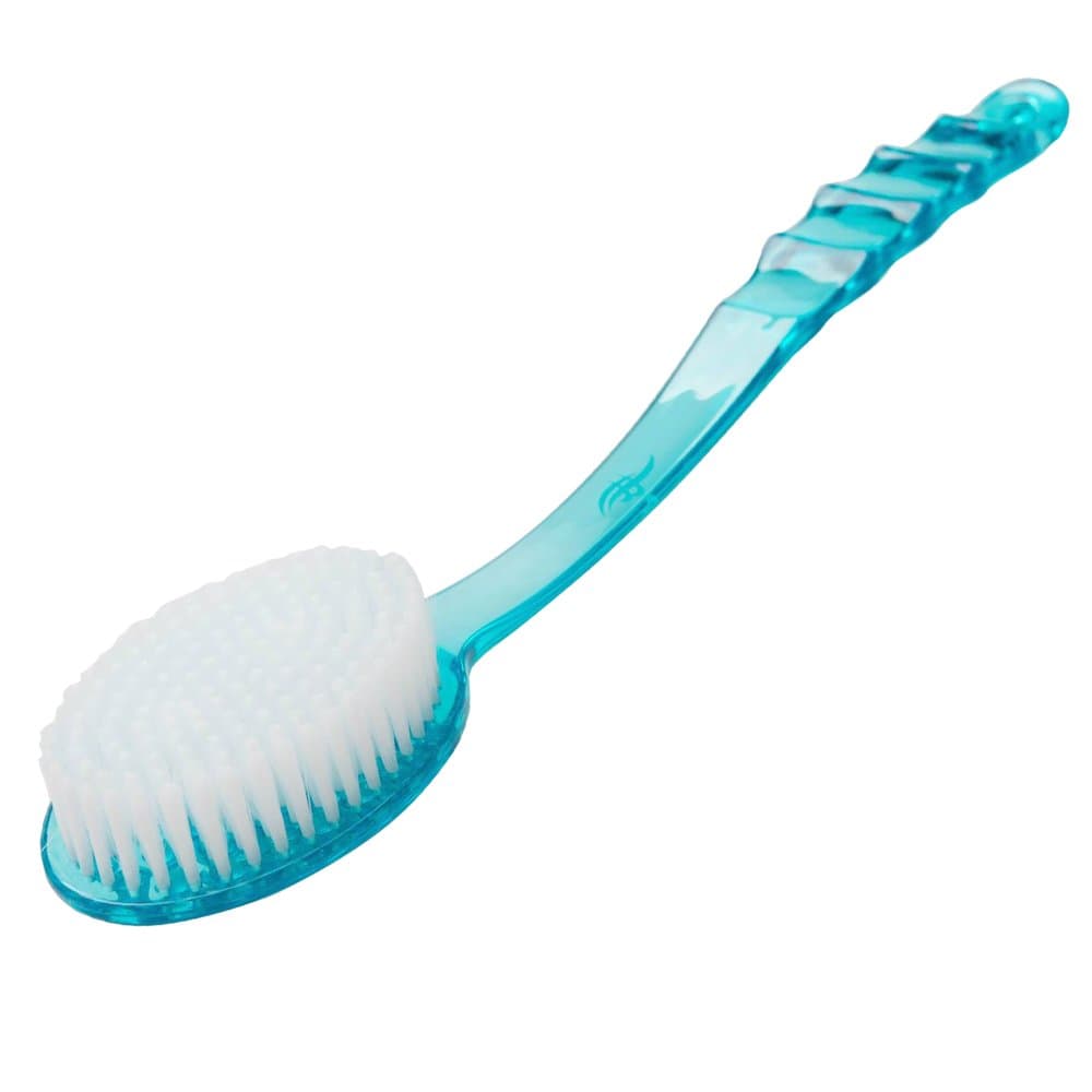 Excellent Long Handle Shower or Bath Brush with Soft Bristles - Perfect for unreachable spot on Back - Body Scrubber for Beautiful Skin & Overall Health - Dry skin brushing, Exfoliating, Back Acne, Cellulite Massager & Spa (Aquamarine)