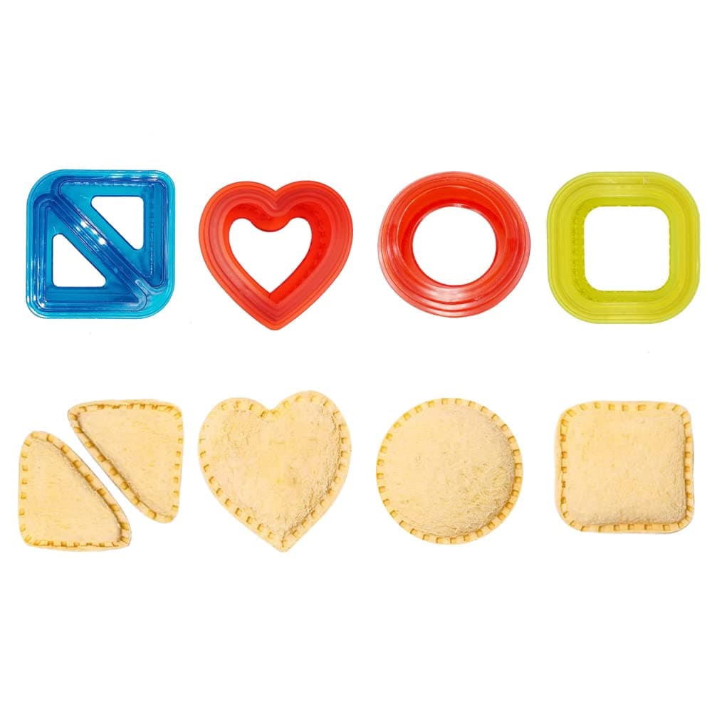Uncrustables Sandwich Cutter and Sealer remove bread Crust make DIY sandwitch for kids, Decruster Sandwich Maker, Cut and Seal, for Lunchbox and Bento Box （Heart +Sqaure+ Round + Triangles)