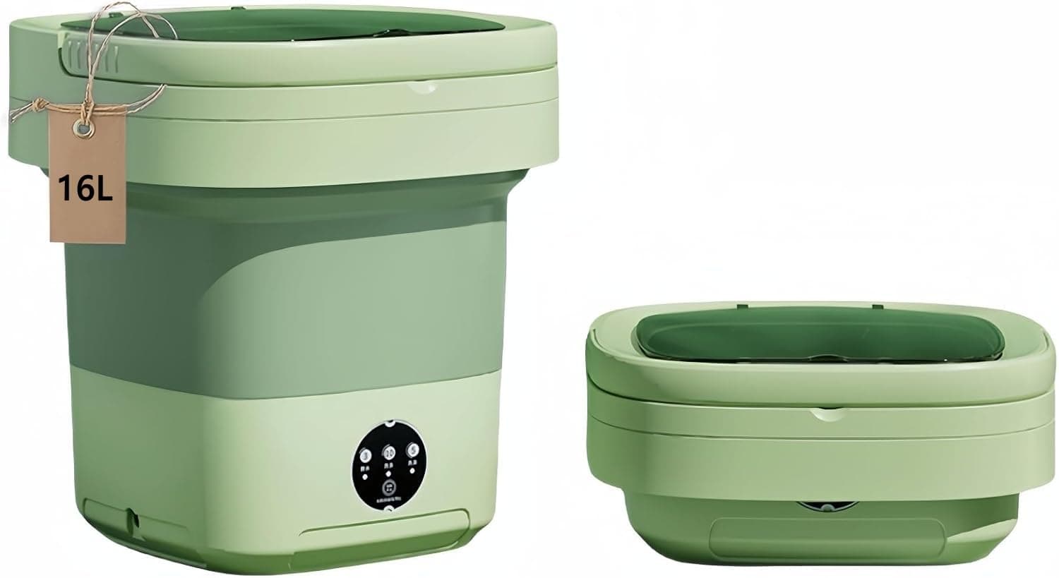 Portable Washing Machine, Mini Washer,16L Upgraded Large Capacity Foldable Washer.Deep Cleaning of Underwear, Baby Clothes and Other Small Clothes.Suitable for Apartments, Dormitories, Hotels.(Green)