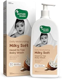 Mother Sparsh Milky Soft Head to Toe Baby Wash & Baby Shampoo-400ml with Milk Protein & Shea Butter | Ph balanced & Paraben free 2 in 1 Moisturizing Natural Baby Body Wash & Shampoo