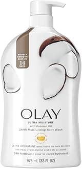 Body Wash for Women, Ultra Moisture, 24hr Moisturizing, Hydrating & Refreshing, B3 Vitamin Complex, Free of Parabens & Phthalates, For All Skin Types, Coconut Oil Scent, 33 fl oz (Pack of 4)