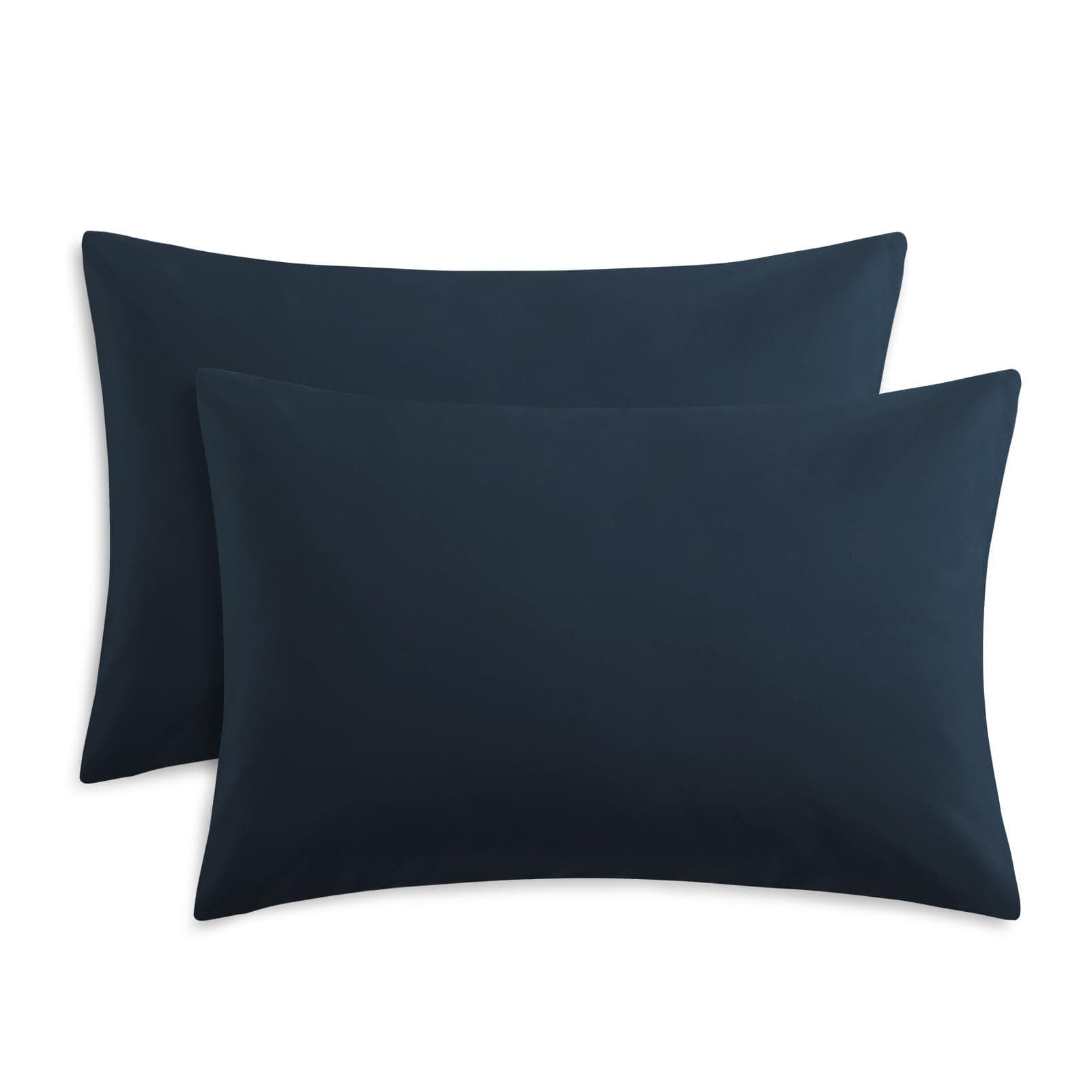 Blue Pillow Cases 2 Pack - Navy Blue Plain Pillowcases with Envelope Closure Breathable Premium Brushed Microfiber Set of 2 Pillow Covers Standard 50x75 cm