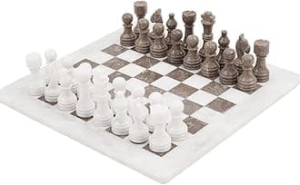 Radicaln Marble Chess Set 15" Inches Handmade White and Grey Oceanic Classic Family Board Games for Adults, Luxury Marble Chess Board & Chess Pieces for Gifts