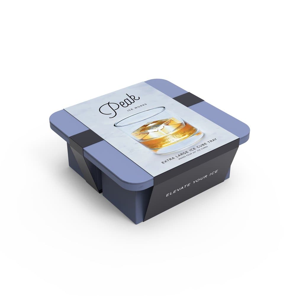 W&P Peak Silicone Extra Large Cube Ice Tray w/ Protective Lid | Blue Peak | Easy to Remove Ice Cubes | Food Grade Premium Silicone | Dishwasher Safe, BPA Free