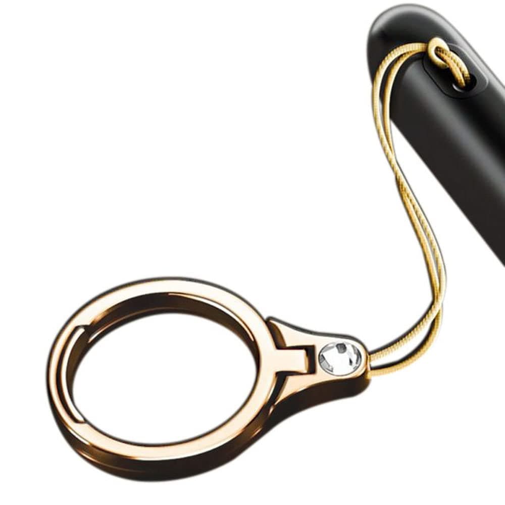 MONCA Finger Ring Strap Kickstand, Bling Cubic Phone Holder Charm for Hand Grip Lanyard Holder for iPhone loopy for Phone Case,Cell Phone,Usb,keys (Gold Ring Charm)