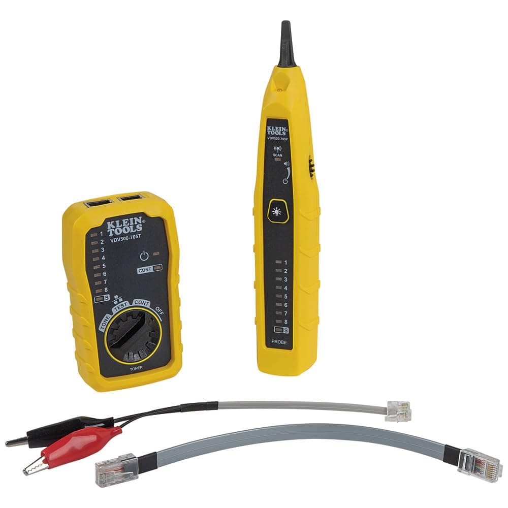 Tone Generator and Probe Kit, Wire Tracer and Tester with Probe Includes Alligator Clips and RJ11 / RJ12 / RJ45 Plug, VDV500-705