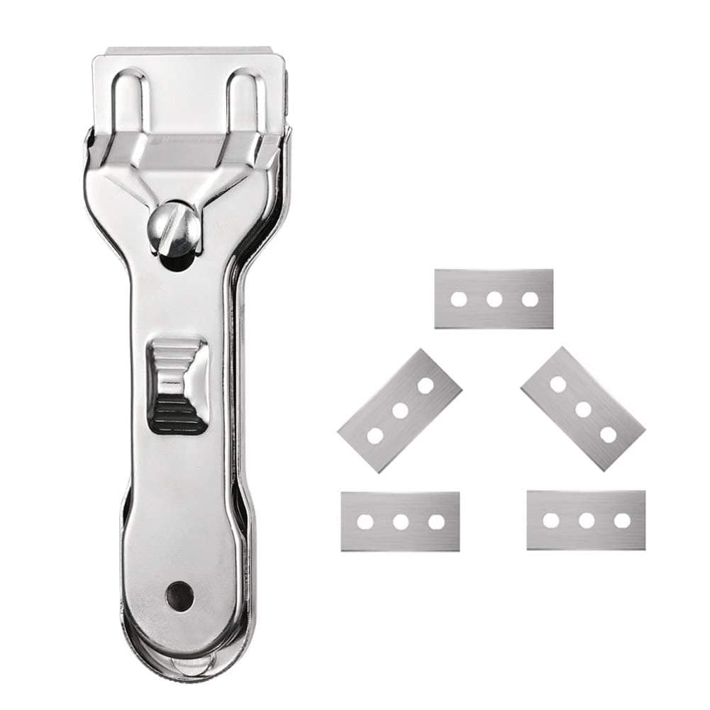 Jasni Glass Scraper - Genuine Quality Halogen & Ceramic Hob Scraper Non Scratch, Suitable for Glass Ceramic and Induction Cooktops (1 x Glass Scraper & 5 x Blades)