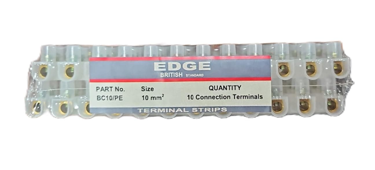 Edge PVC Terminal Strips - 12 Way, 10 Connection Terminals, Screw Terminal Blocks, Electric Cable Connector