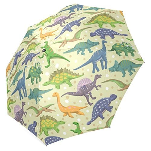InterestPrint Vintage Dinosaur Foldable Umbrella 43" Arc