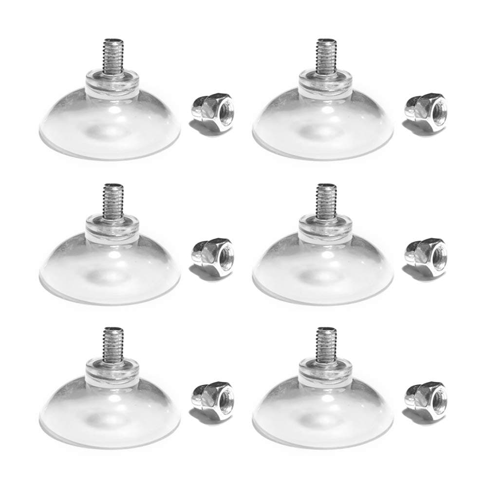 DANXQ M6 - D 4.4 cm (D 1.73") Clear PVC Screw Suction Cup Hook with Cap Nut,Thread Length 1 cm (0.39 in),6 Pack