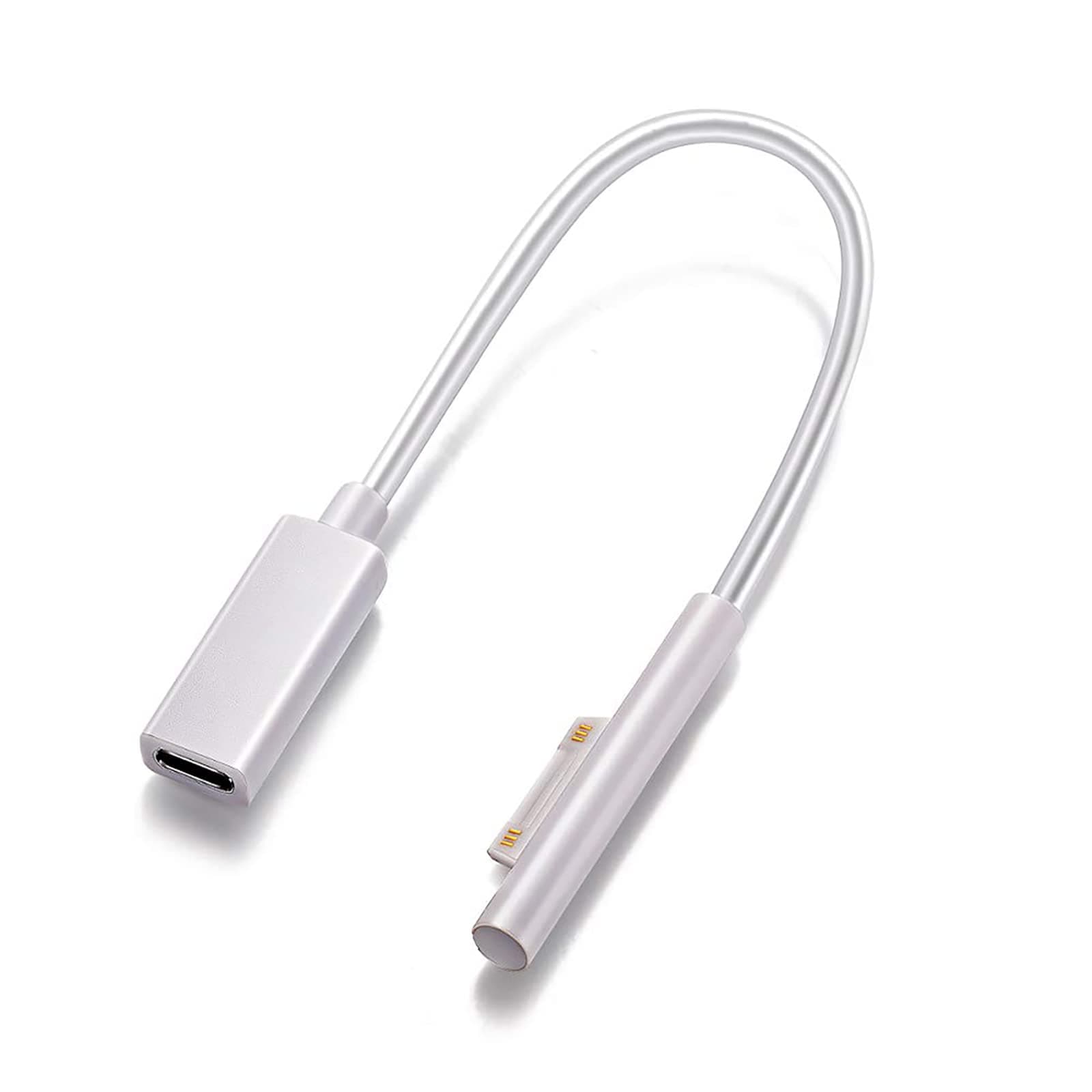 Surface Connect to USB-C Charging dongle (White 0.2m), Requires 45W 15V3A USBC Charger PD Power Supply, Compatible with Microsoft Surface Pro7 Pro6 Pro5 Pro4 Pro3 Laptop2 Surface Go2 Surface Book