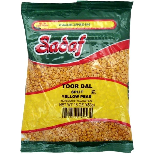 Sadaf Yellow Split Peas - Toor Dal - Yellow Split Peas for Cooking and Food Flavoring - Dried Yellow Split Peas - Kosher - 16 Oz Resealable Bag