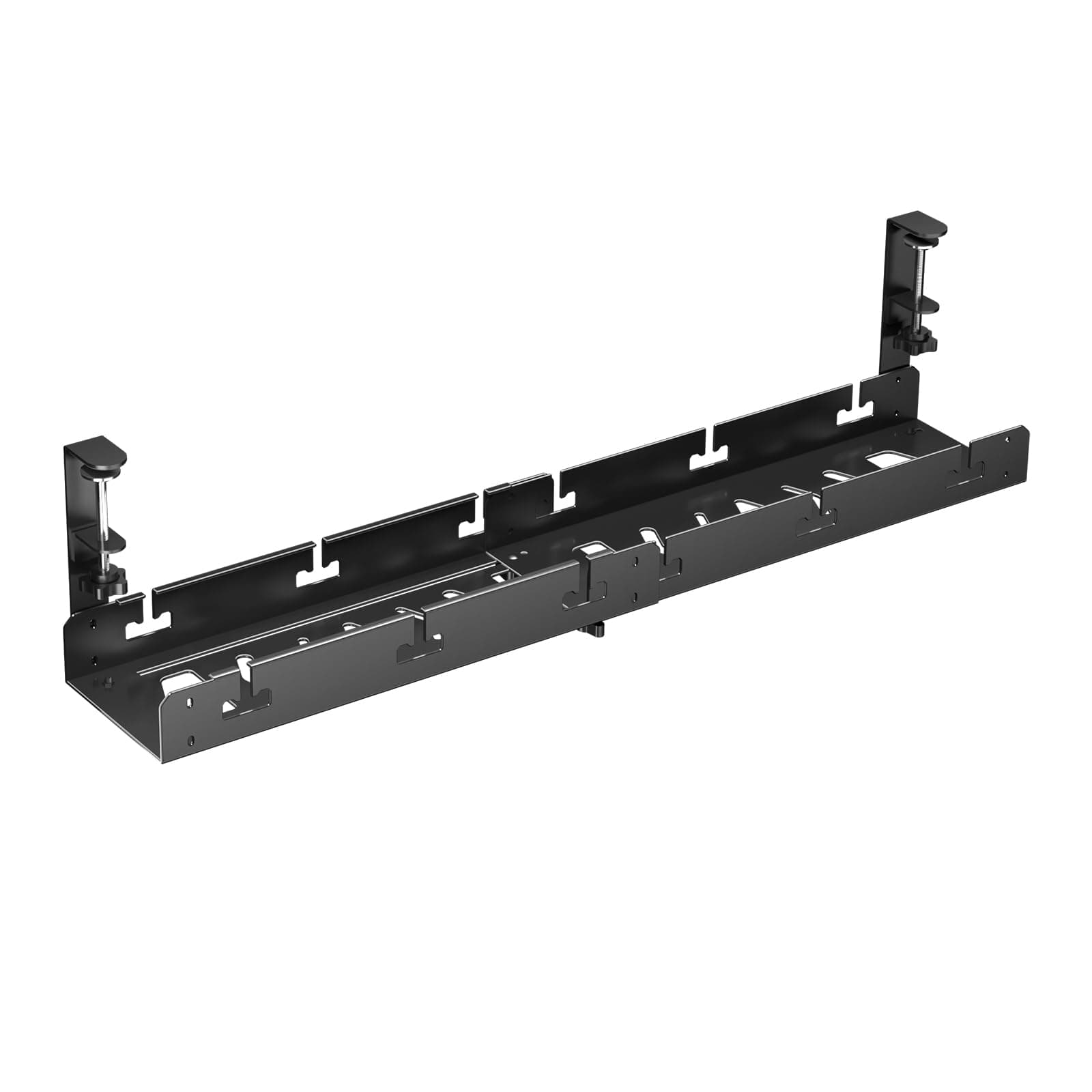 Bracwiser 31” No Drill Under Desk Cable Management, Large Space, Adjustable and Removable Cable Management Tray Fits Most Table, Black, S73L