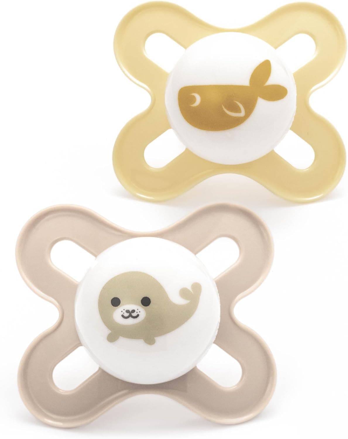 MAM Original Start Soothers | 0-2 Months | 2 Pack | Newborn Dummies | Comes in Dummy Steriliser Case | Sustainable Materials | Baby Accessories for Newborn | Buttercup/Cream (Various Designs)