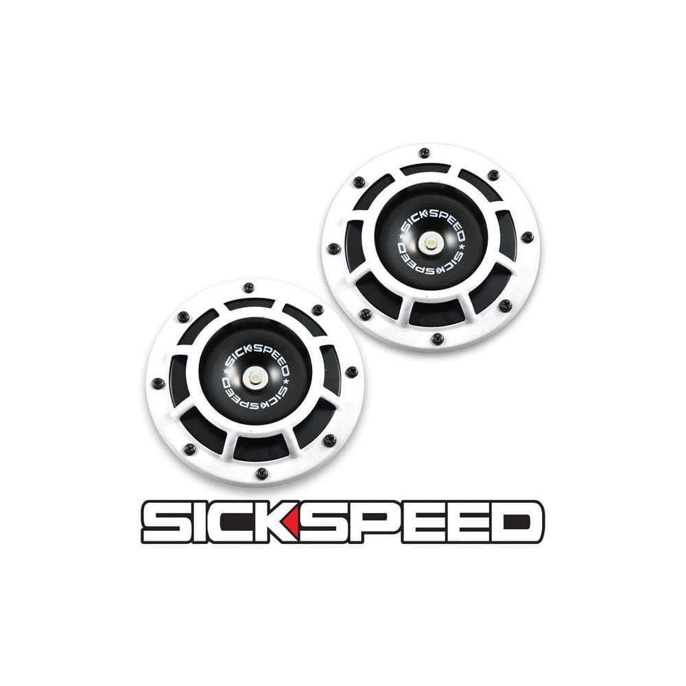 2Pc White Super Loud Compact Electric Blast Tone Horn For Car/Truck/Suv