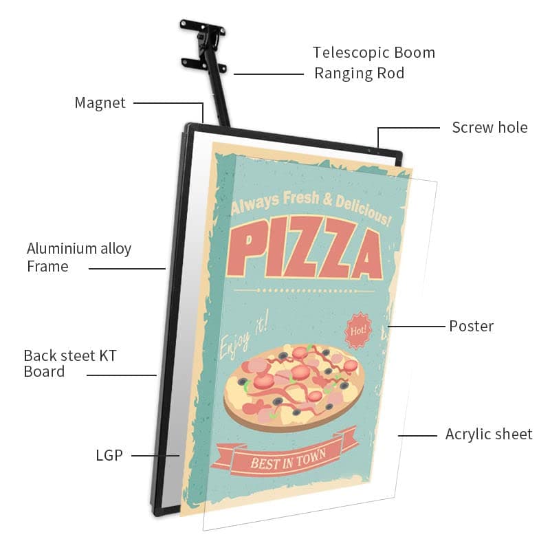 Slim Snap Frame LED Light Box, LED Restaurant Menu Board LED Backlit Menu Board For Restaurant Cafe Shops Wall Mounted Billboard (60 * 40cm)