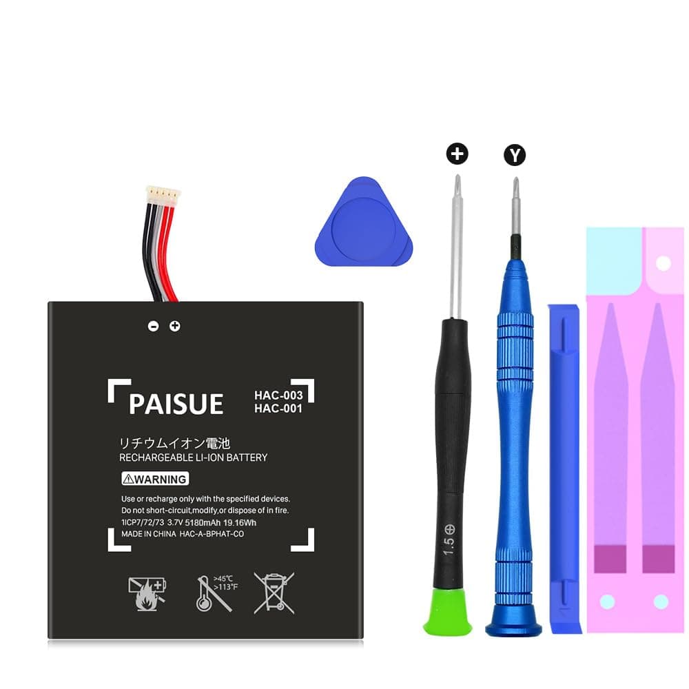 [5180mAh] HAC-003 Battery Replacement Compatible with Nintendo Switch 2017 Handheld Game Console HAC-001 HAC-A-BPHAT-C0, HAC-S-JP/EU-C0 Internal Upgrade 5180mAh High Capacity with Repair Tool Kit