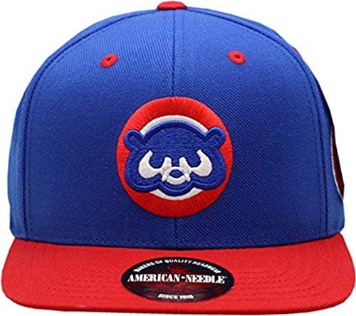 1984 Cubs Blockhead Logo Flat Bill Snapback Hat Blue/Red