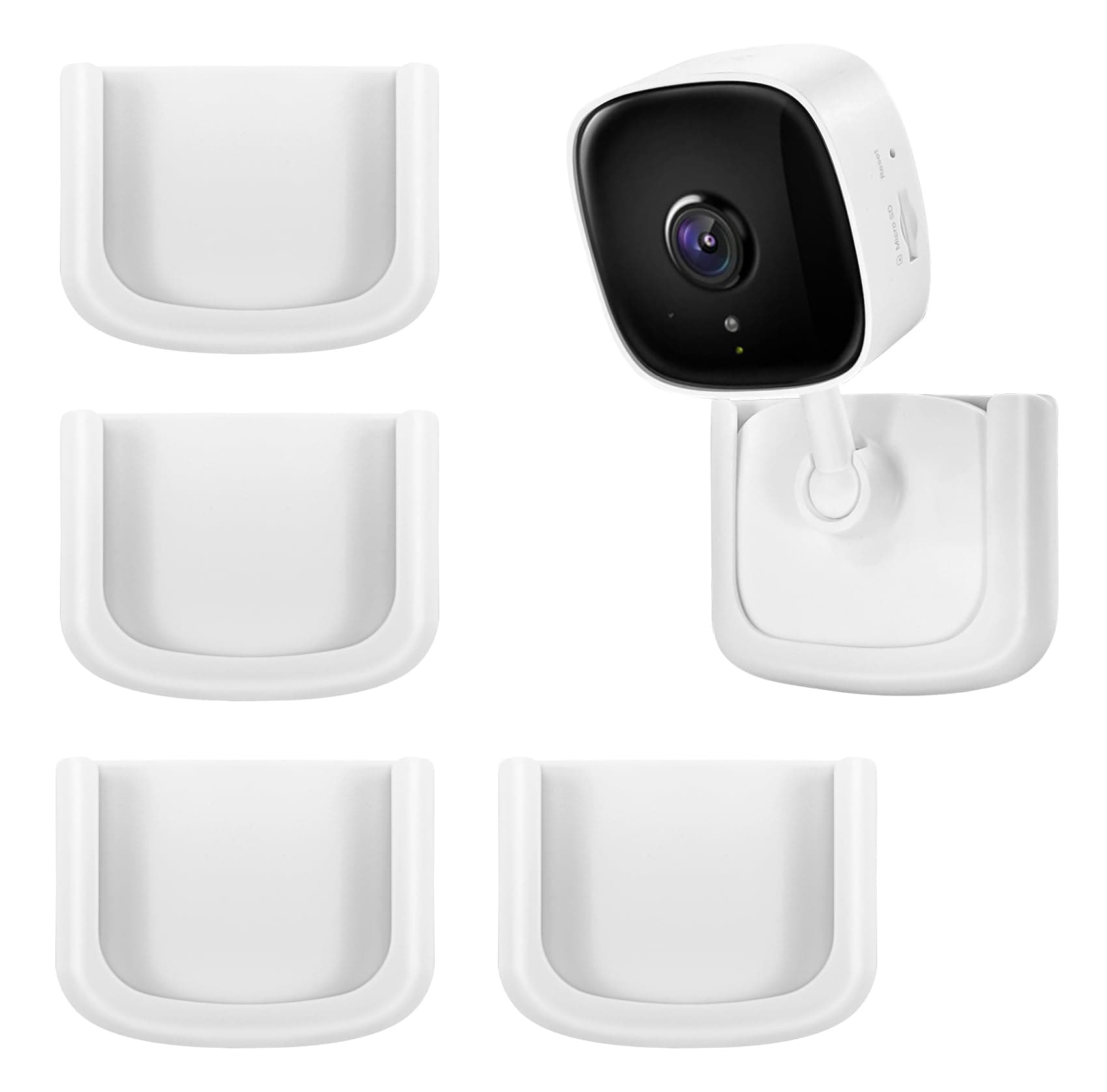 4 Pack No Drill Tapo Camera Mount, Strong Adhesive Durable Wall Mount Stand Fits for Tapo Security Camera C100,C110, Easy Installation Window Mount Camera Brackets fits for TP Link Camera,White