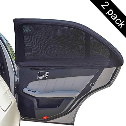 Carmoni Car Side Window Sun Shade - Car Sunshade Protector - Universal Fit Slip On Stretchable Mesh Protective - Protect your kids pets in the back seat from sun glare heat - 2 Pack