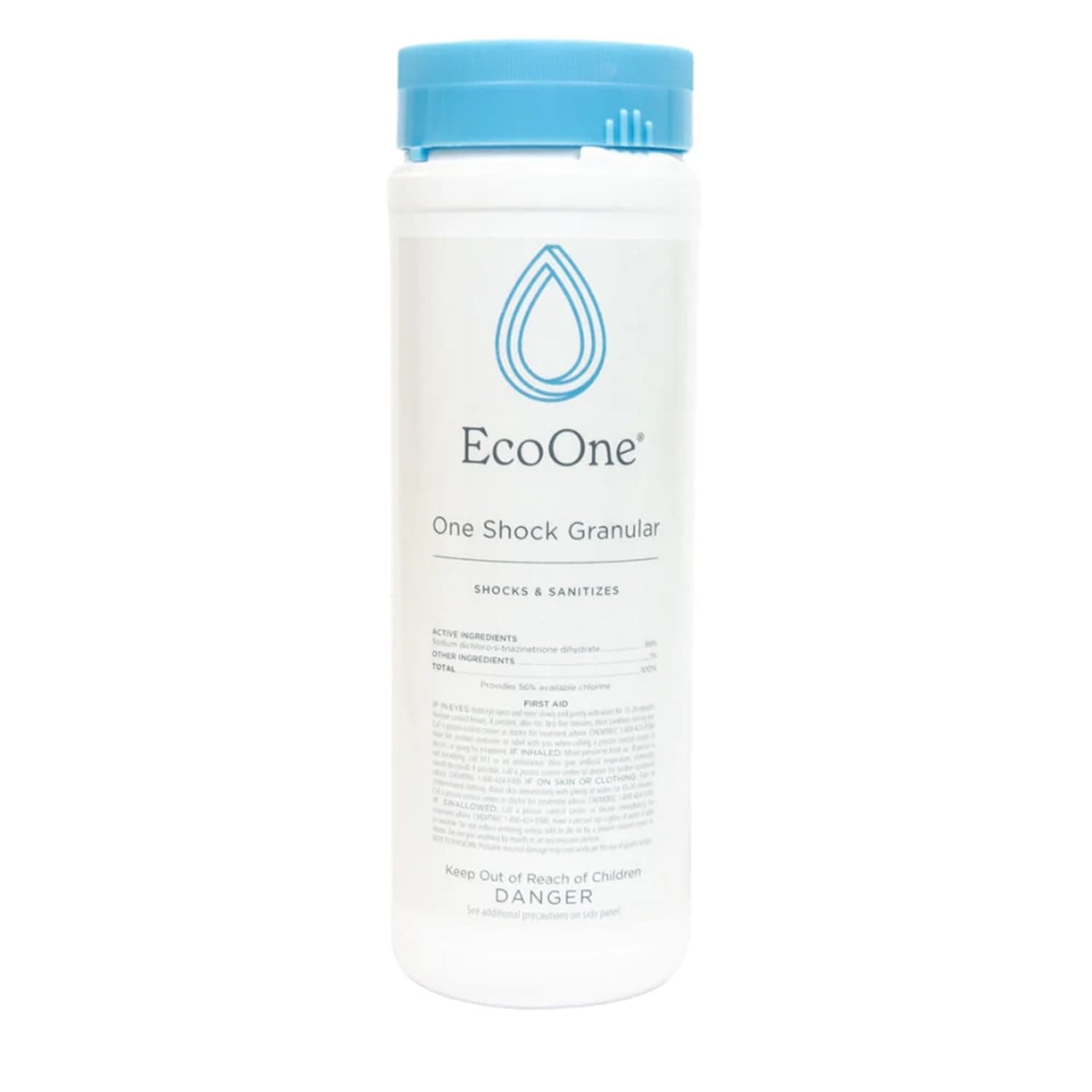 - One Shock Granular by EcoOne | Self-Dissolving Hot Tub Shock Treatment Chlorine Granules | Daily or Weekly Spa Shock & Sanitation | Sodium Dichloro-Triazinetrione Dihydrate (55% Chlorine), 2 Lb
