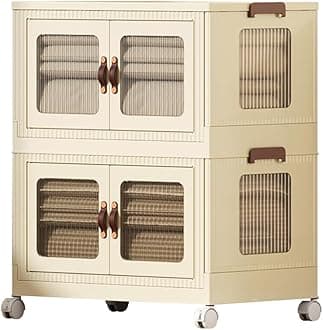 NeoStyle Foldable Storage Bins with Lids and Double Doors,Large Plastic Storage Box,Dual Open Storage Organizer with Wheels for Home,Toys,Clothing, Snacks (Large,2 Layer)