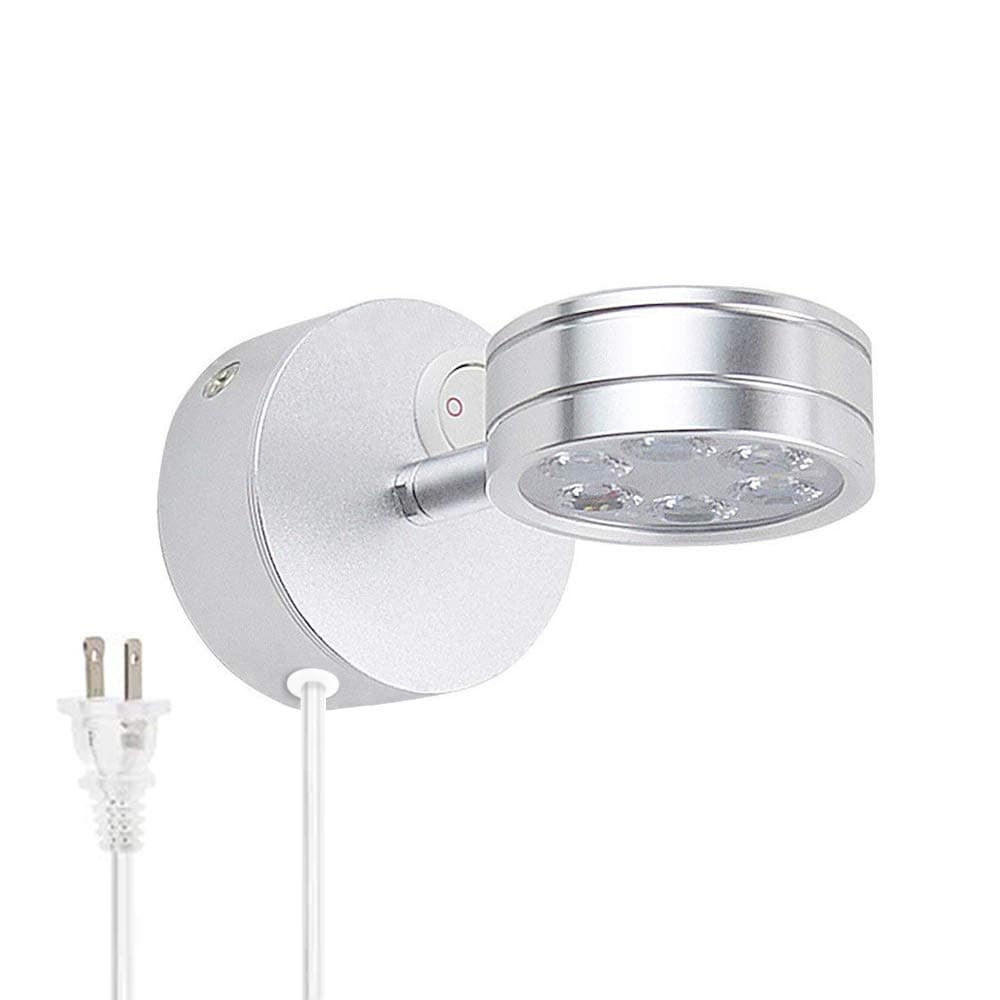 LED Wall Mount Lamp Plug in Light,3W Three Color Warm Light-White Light-Natural Light,Reading Light Small Wall Lamp with Switch Plug Rotating Universal Head(Easy to Install)