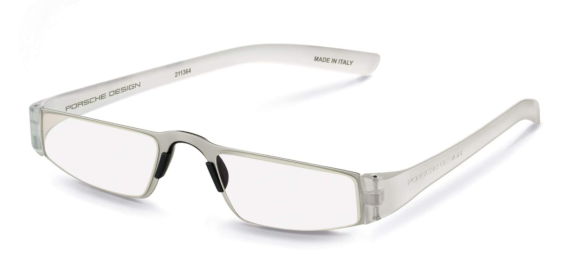 Porsche 8801 Single Vision Half Frame Designer Reading Glasses, Neutral/Gunmetal, +1.50