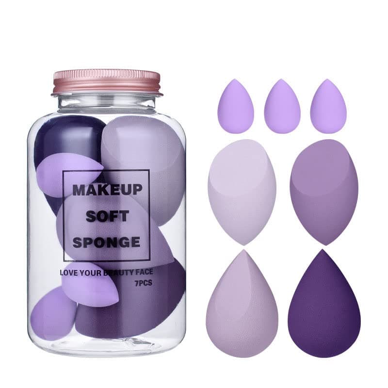 Makeup Sponge Set Blender with Egg Case, Soft Sponge For Liquid Foundation, Creams, and Powders Latex Free Wet and Dry Makeup (Multicolor 4 Big + 3 Mini -7 Pcs set)
