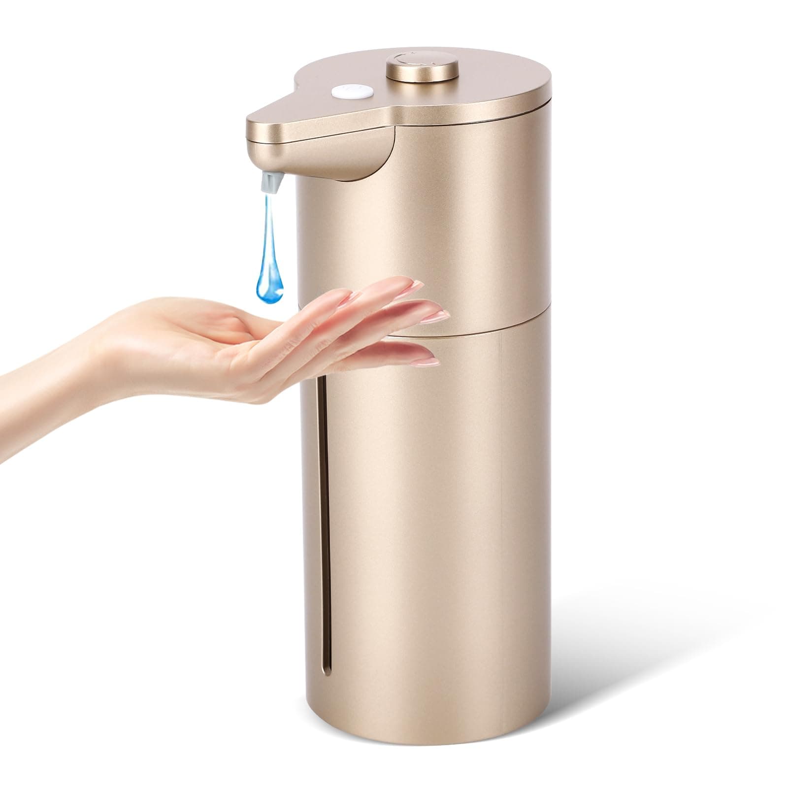 Simplicity 15 Adjustable Touchless Hand Dispenser - 12.5OZ Auto Soap Dispenser for Kitchen & Bathroom - Hands Free Gold